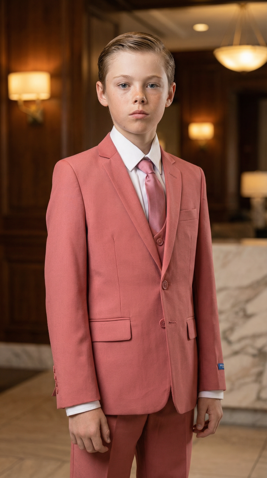 Perry Ellis Boys Coral Mauve Suit