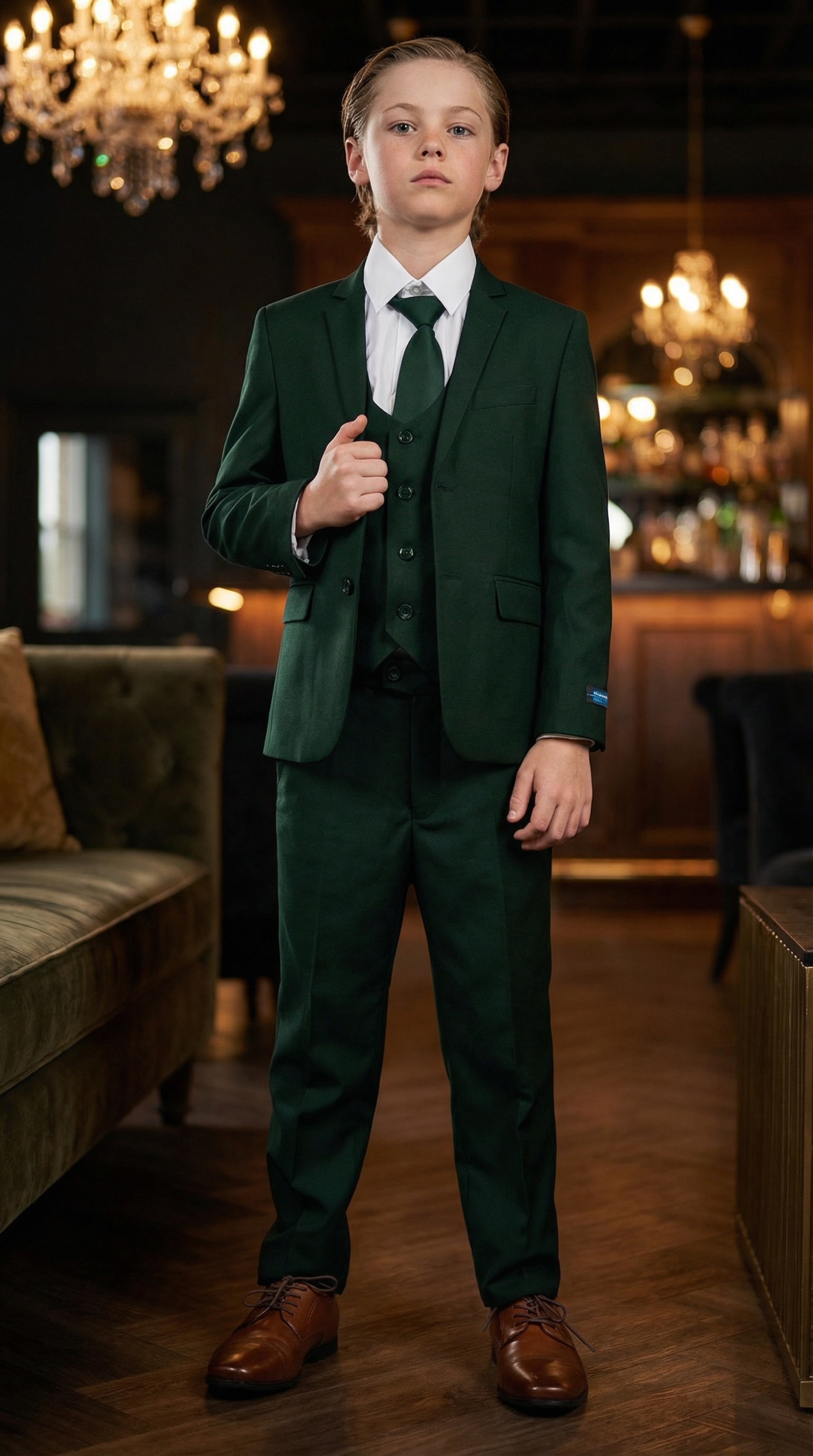 Perry Ellis Boys Hunter Green Suit