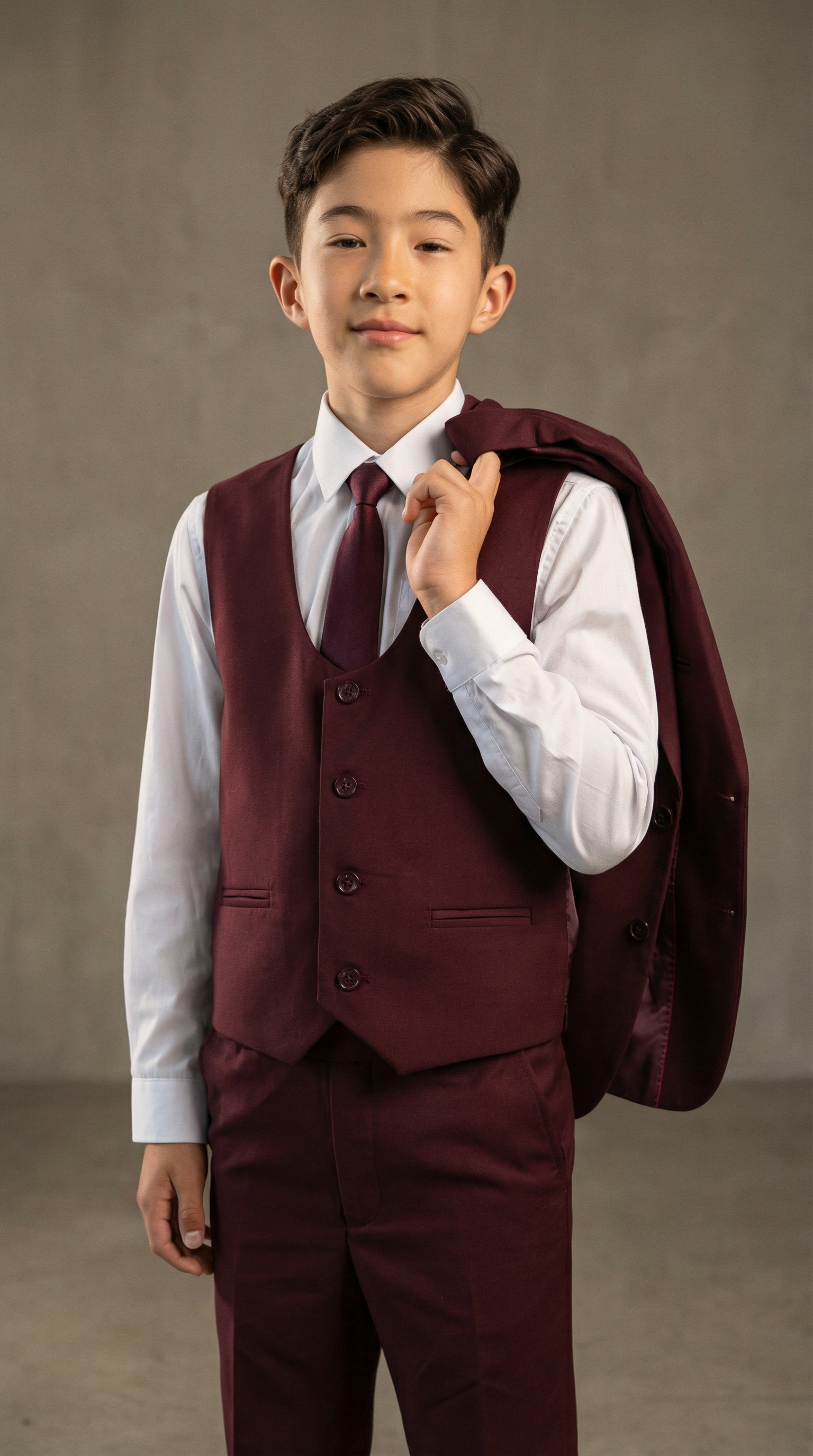 Perry Ellis Boys Burgundy Suit