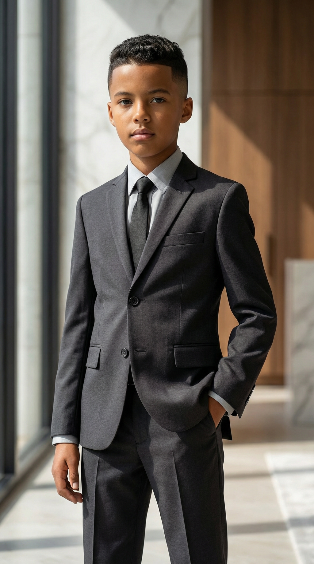 Perry Ellis Boys Charcoal Suit