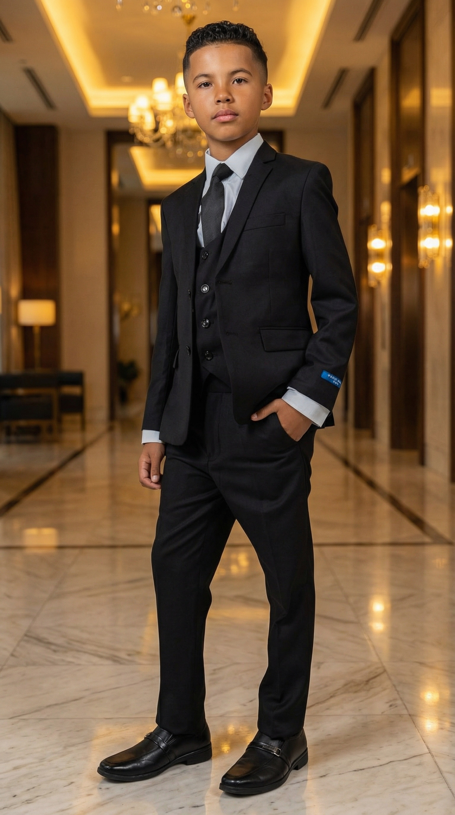 Perry Ellis Boys Black Suit