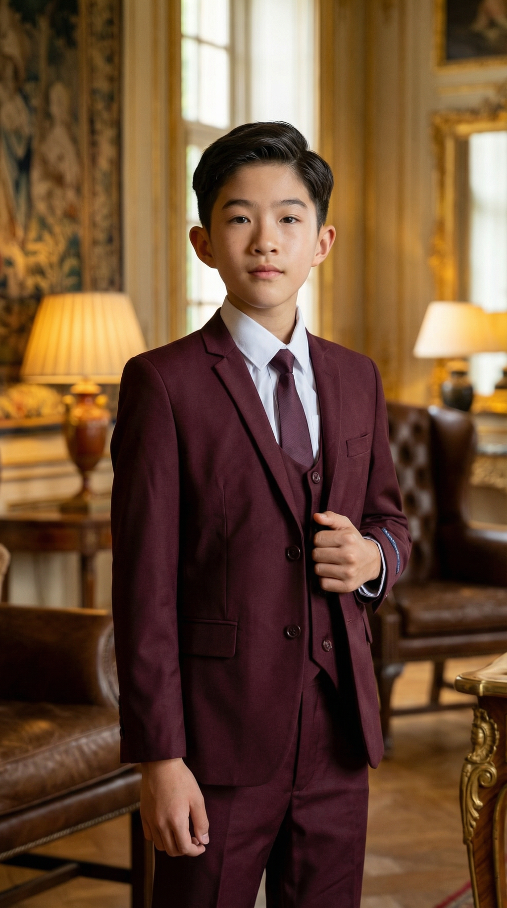 Perry Ellis Boys Burgundy Suit