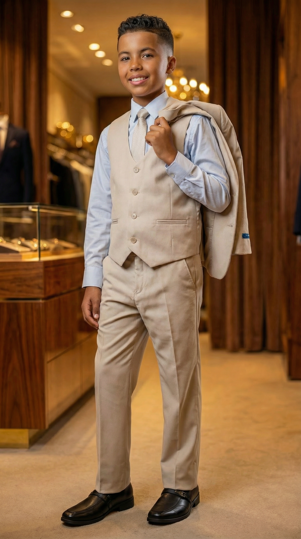 Perry Ellis Boys Tan Suit