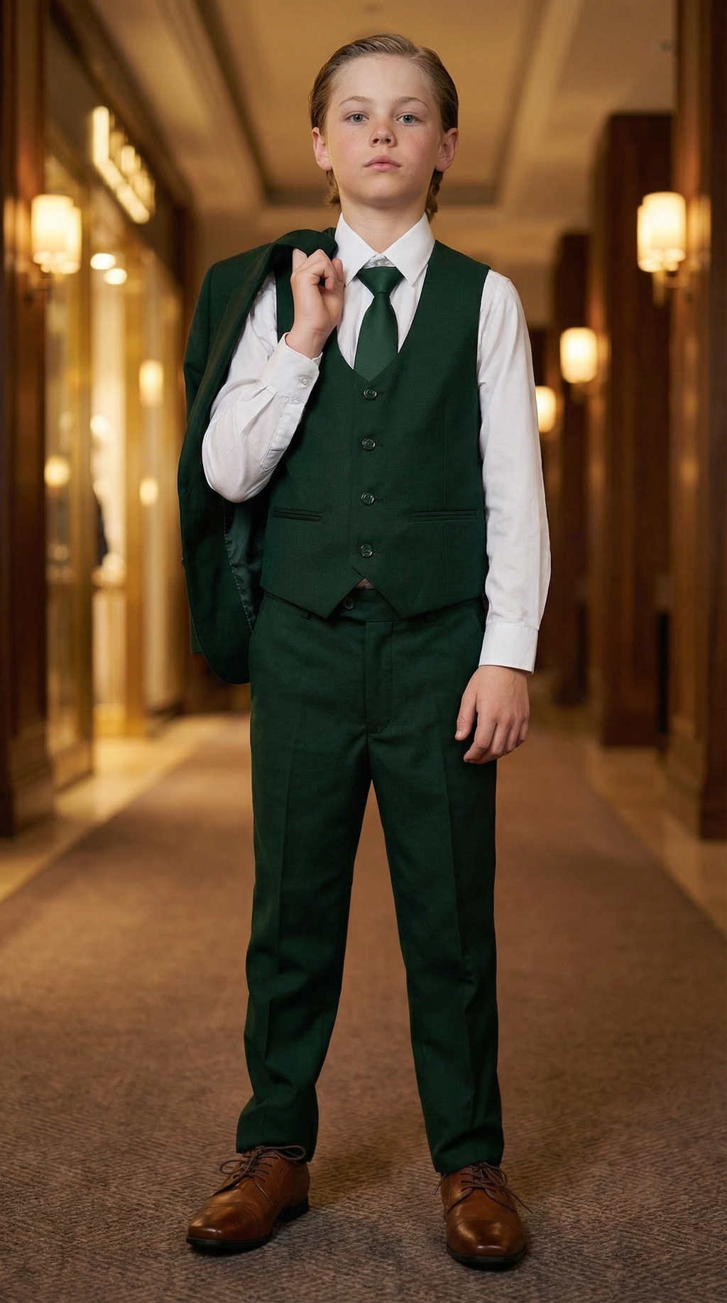 Perry Ellis Boys Hunter Green Suit