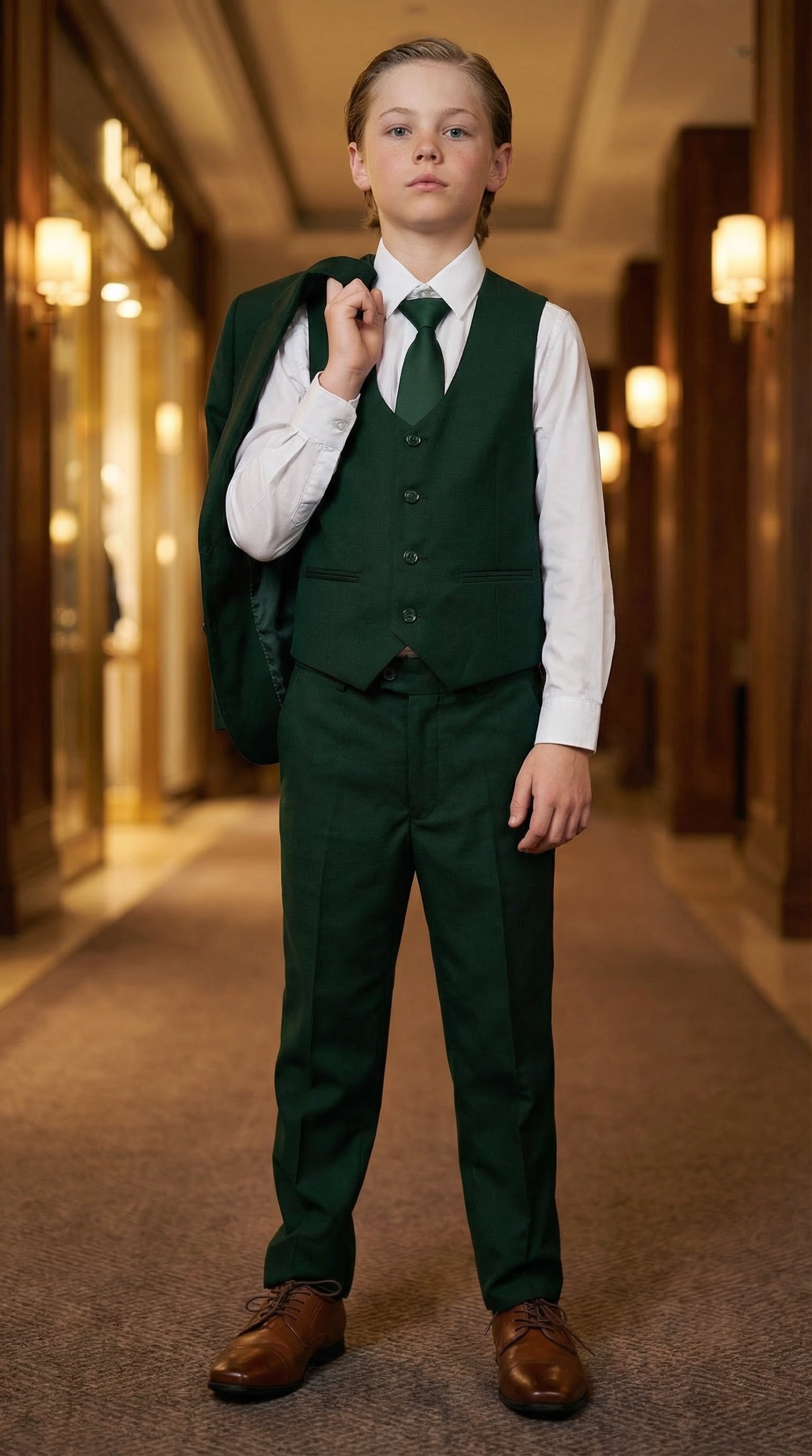 Perry Ellis Boys Hunter Green Suit