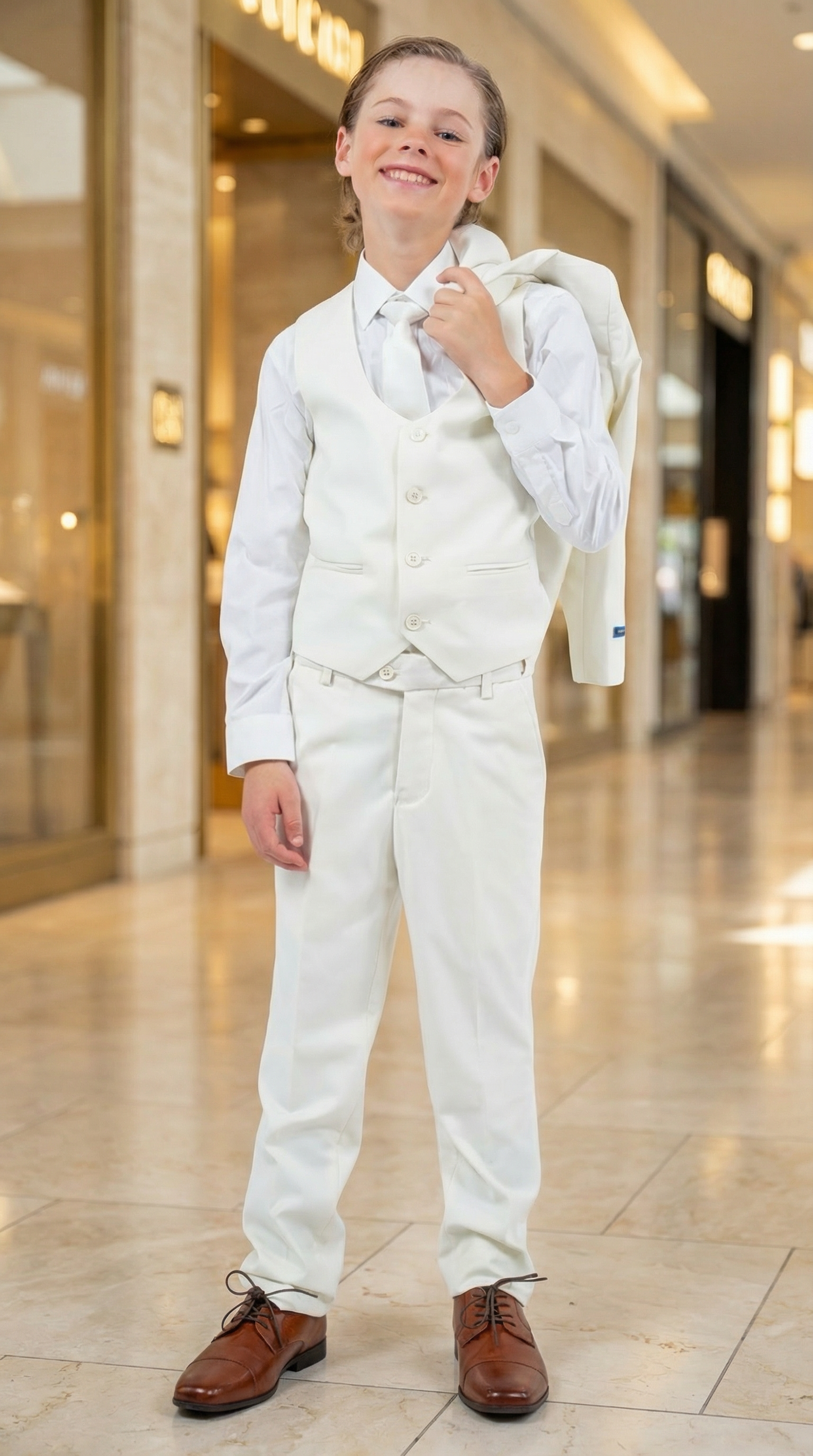 Perry Ellis Boys Off White Suit