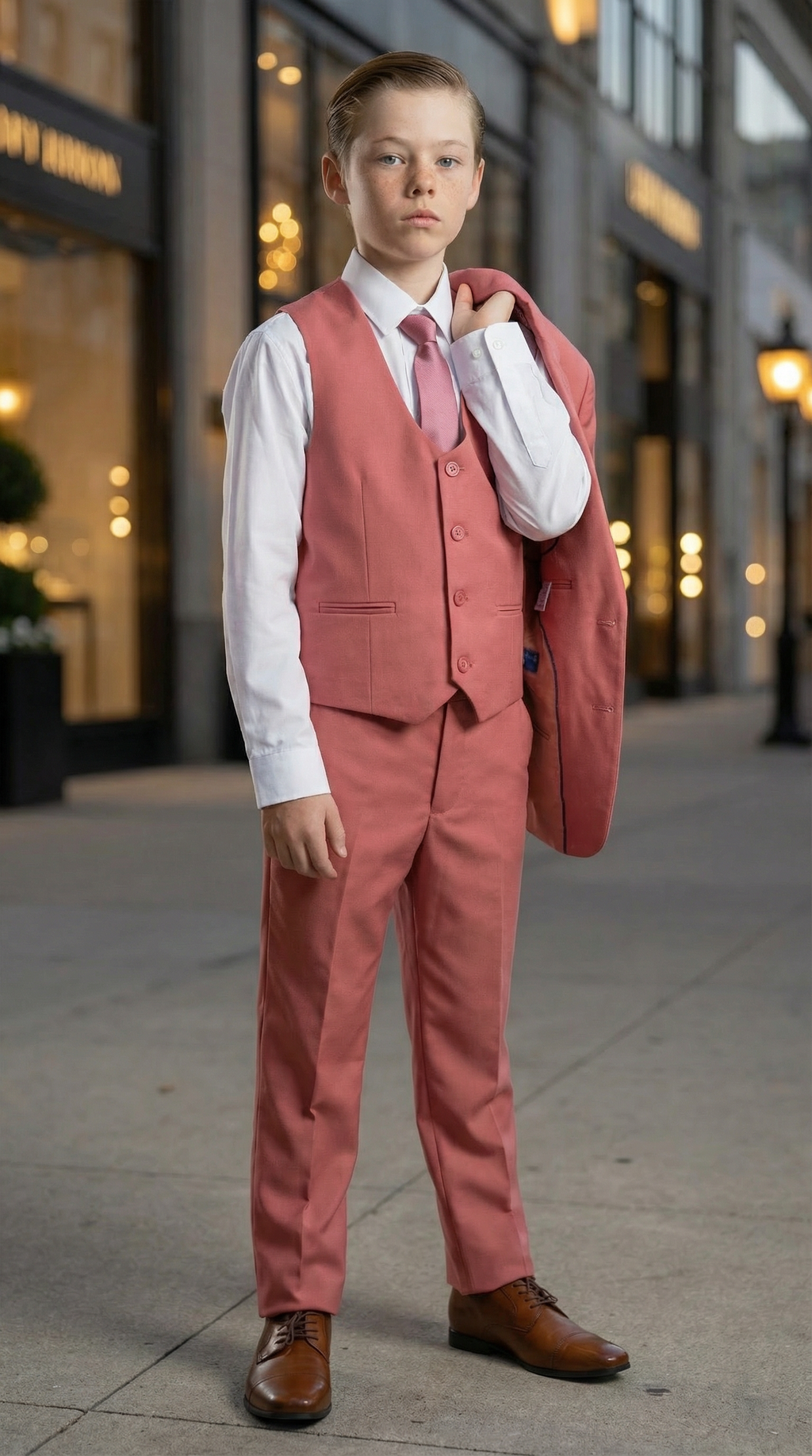 Perry Ellis Boys Coral Mauve Suit