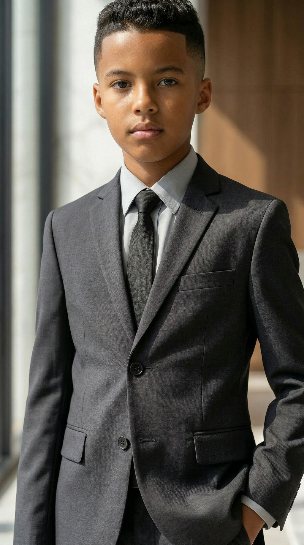 Perry Ellis Boys Charcoal Suit