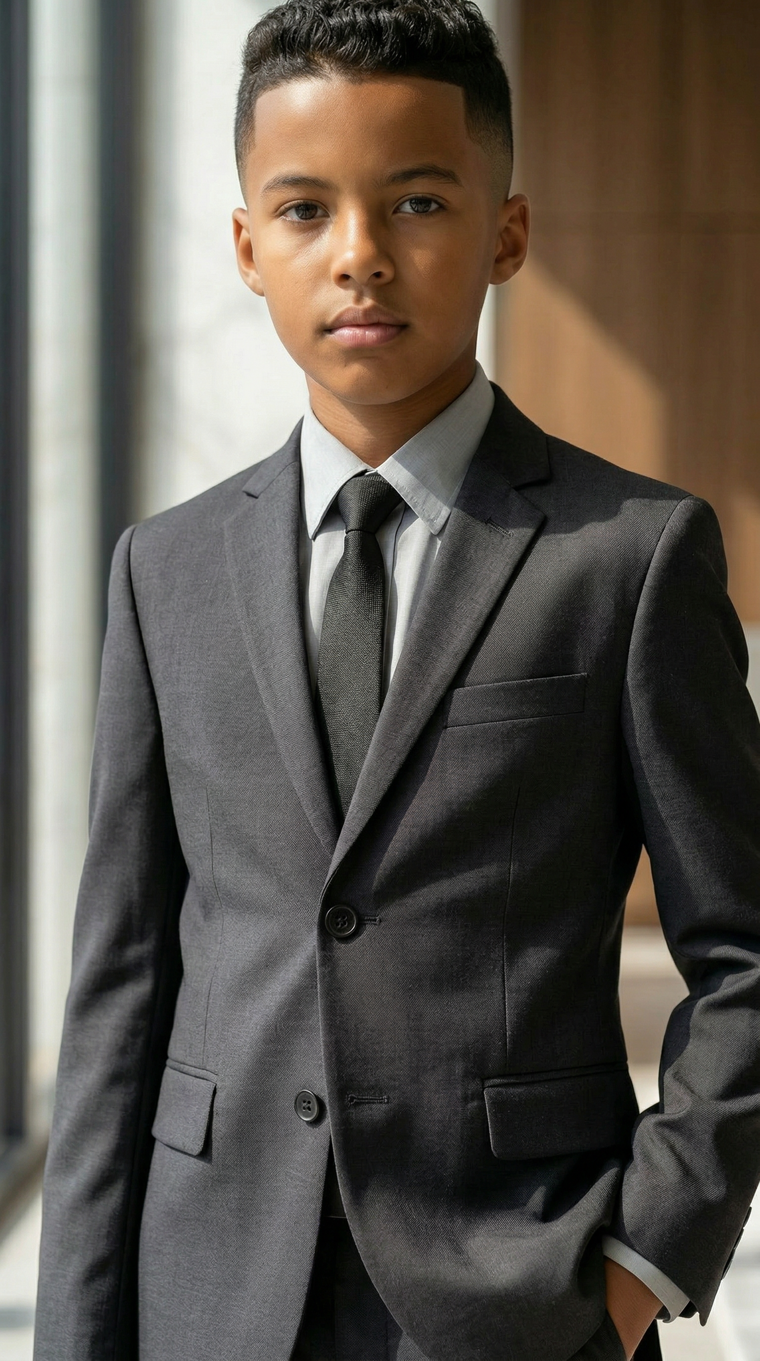 Perry Ellis Boys Charcoal Suit